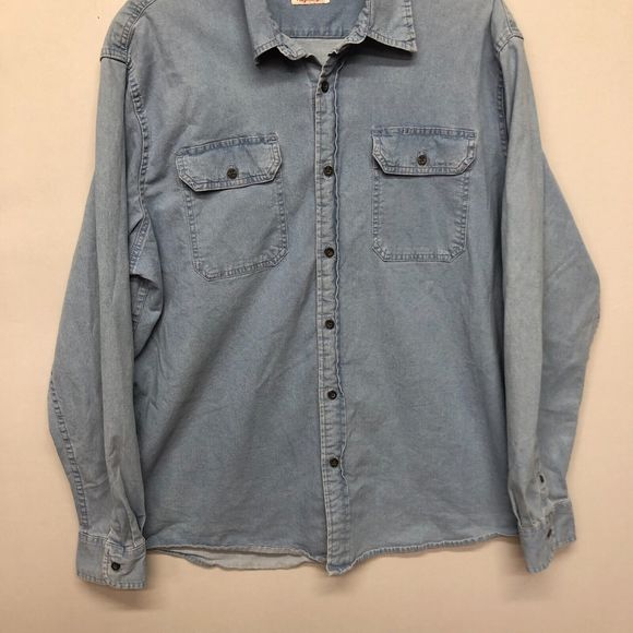 Wrangler Men Flex For Comfort Button Blue Denim Shirt Size Extra Large B219 -21 - Picture 11 of 14